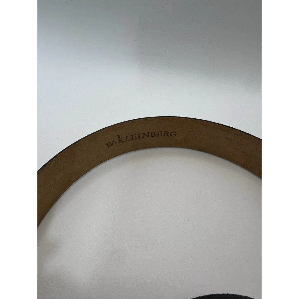 W‎ Kleinberg Navy Blue Suede Custom Leather Belt Belt Sz 34 NWOT Loop Buckle Lux